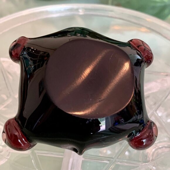 Vintage Art Glass Handblown Turtle Tortoise Paperweight Figurine Purple Burgundy - Picture 4 of 16